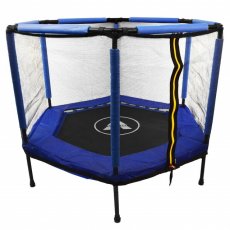 Батут шестиугольный с сеткой, Atleto, 140 см (синий)