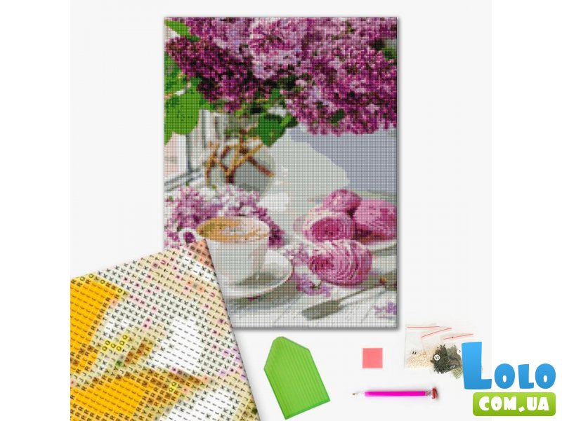 Алмазная мозаика Сирень и кофе, Brushme (40х50 см)
