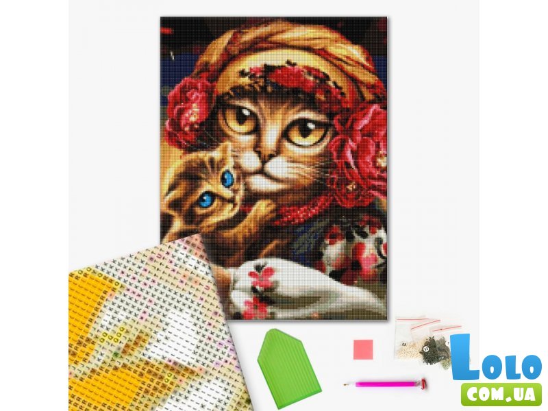 Алмазная мозаика Семья котиков ©Марианна Пащук, Brushme (40х50 см)