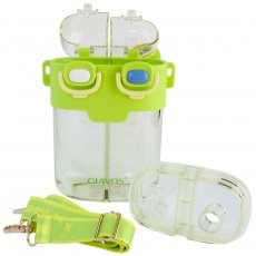 Бутылка для воды на 2 секции с трубочкой детская Жабка (зеленая), 780 мл
