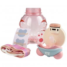 Бутылка для воды с трубочкой детская Бейсбол (розовая), 750 мл