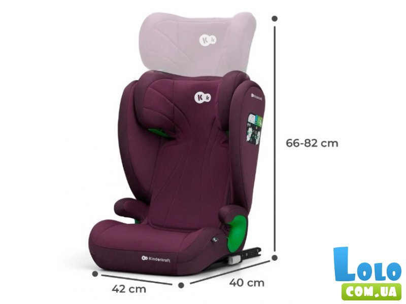 Автокресло Junior Fix 2 i-Size Cherry Pearl, Kinderkraft (фиолетовое)