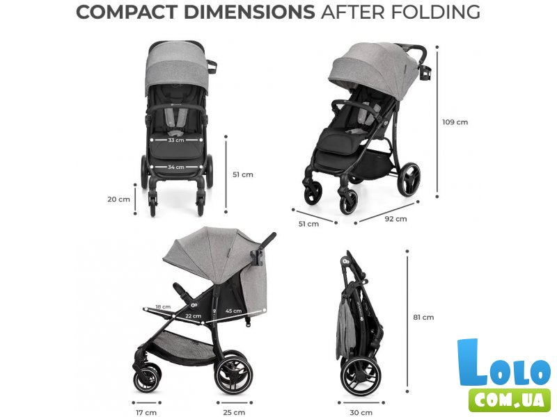 Прогулочная коляска Trig 2 Grey, Kinderkraft (серая)