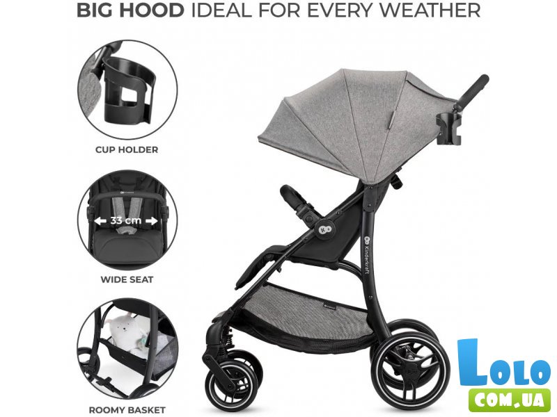 Прогулочная коляска Trig 2 Grey, Kinderkraft (серая)