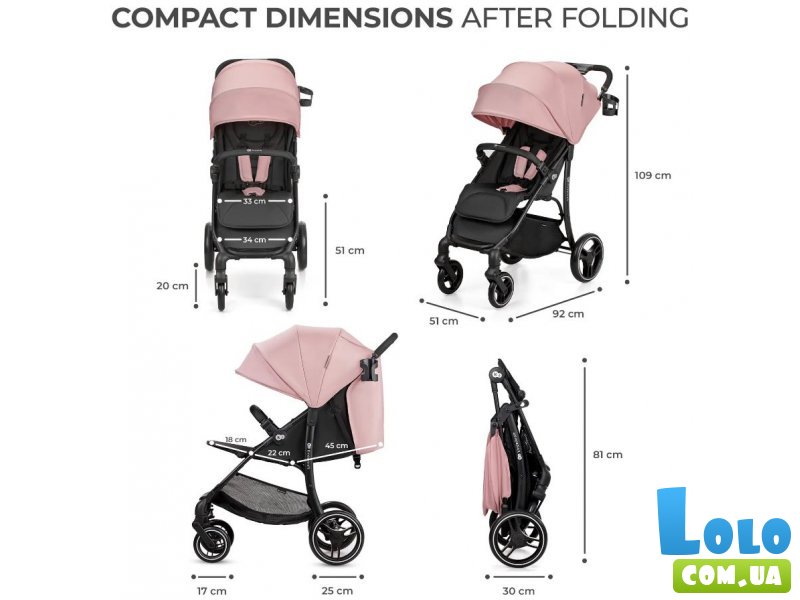 Прогулочная коляска Trig 2 Pink, Kinderkraft (розовая)