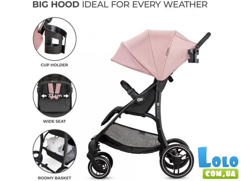 Прогулочная коляска Trig 2 Pink, Kinderkraft (розовая)