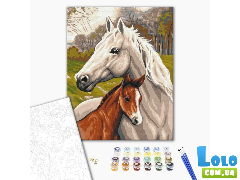 Картина по номерам Семья лошадей, Brushme (40х50 см)