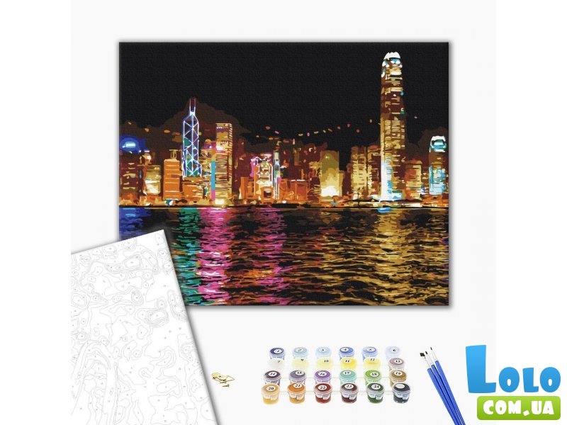 Картина по номерам Ночной Гонконг, Brushme (40х50 см)