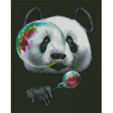 Алмазная мозаика Панда и мыльный пузырь, Strateg (40х50 см)