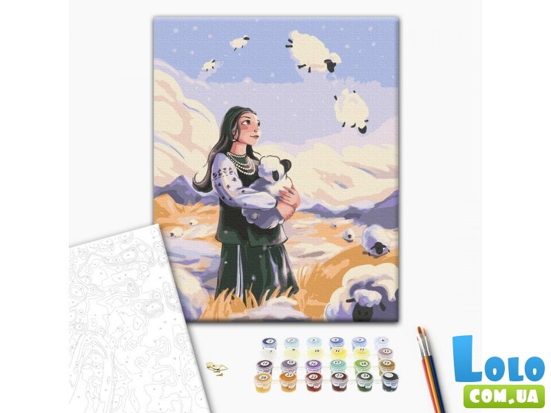 Картина по номерам Хозяйка и снежные овцы, Brushme (40х50 см)