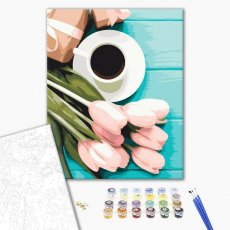 Картина по номерам Тюльпаны к кофе, Brushme (40х50 см)