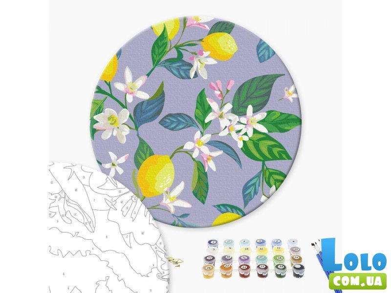 Картина по номерам круглая Цветение лимона, Brushme (40 см)