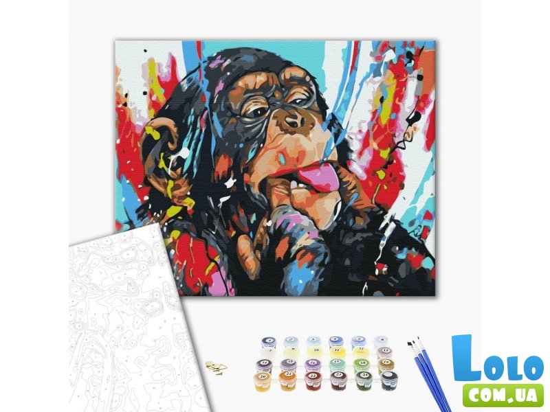 Картина по номерам Цветная шимпанзе, Brushme (40х50 см)