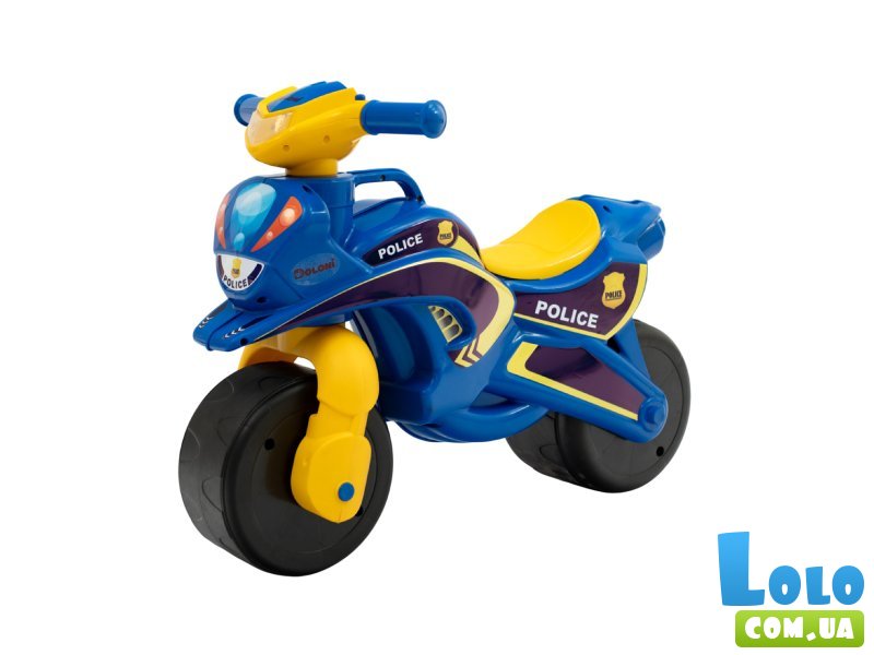 Мотоцикл - толокар с музыкальным рулем Полиция, Doloni Toys (синий)