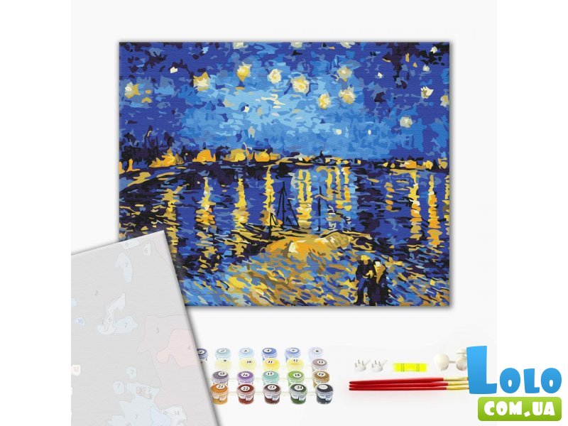 Премиум картина по номерам Звездная ночь над Роной. Ван Гог, Brushme (40х50 см)
