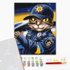 Премиум картина по номерам Котик полицейский ©Марианна Пащук, Brushme (40х50 см)