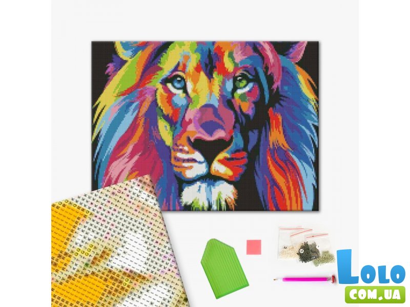 Алмазная мозаика Радужный лев, Brushme (40х50 см)