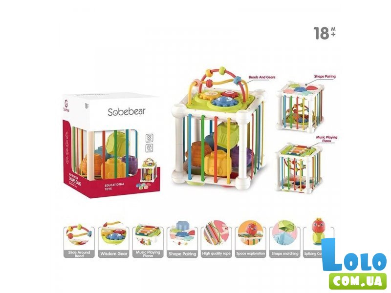 Логический куб Sobebear Сортер, ксилофон, лабиринт