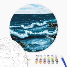 Картина по номерам круглая Океанские волны, Brushme (40 см)