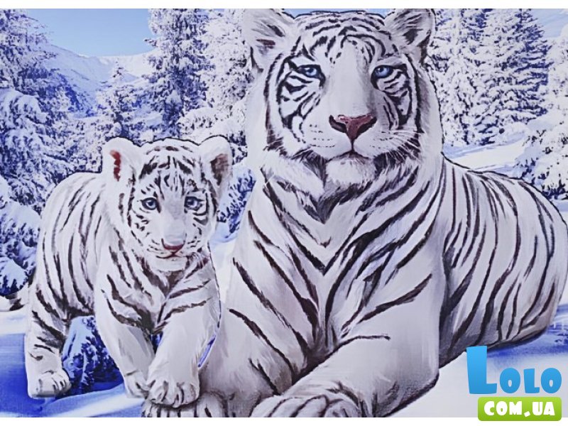 Алмазная мозаика Белые тигры, TK Group (30х20 см)