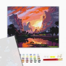 Премиум картина по номерам Яркий закат в горах, Brushme (40х50 см)