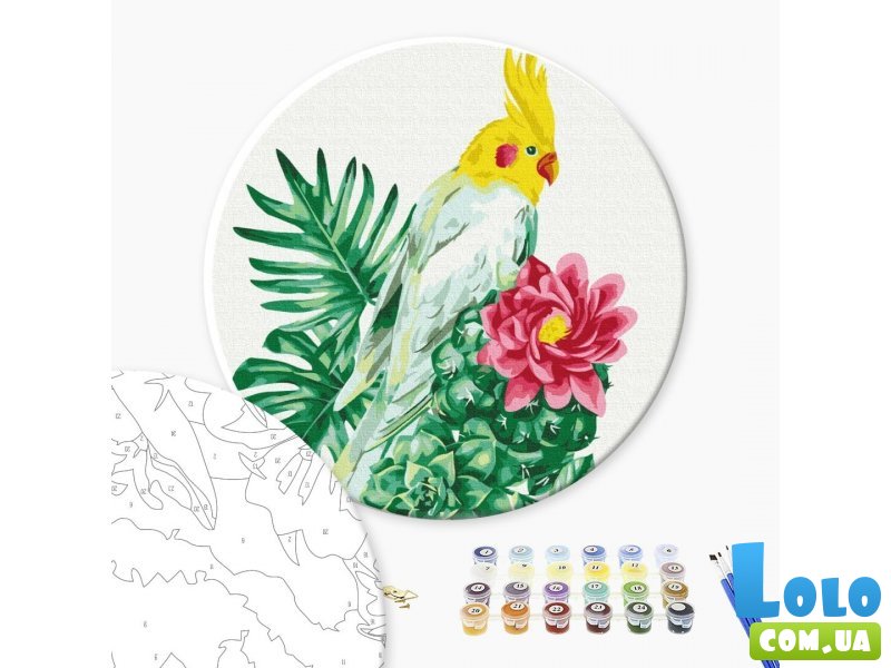 Картина по номерам круглая Тропический попугай, Brushme (40 см)