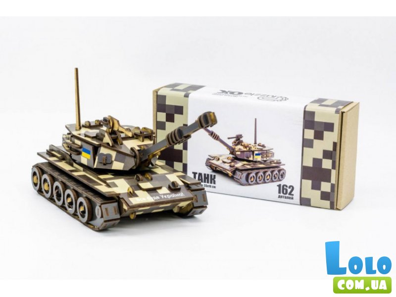 Деревянный 3D конструктор Танк, Puzzleok (162-0074), 162 дет.