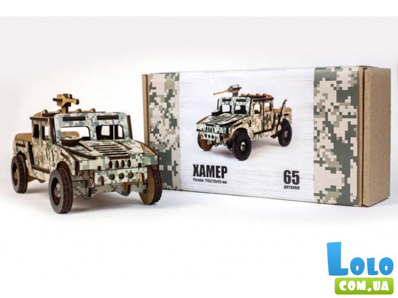 Деревянный 3D конструктор Хамер, Puzzleok (65-00743), 65 дет.