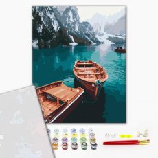 Премиум картина по номерам Лодки на альпийском озере, Brushme (40х50 см)
