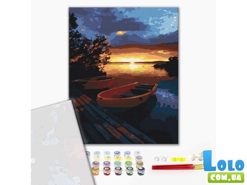Премиум картина по номерам Красивый закат на озере, Brushme (40х50 см)