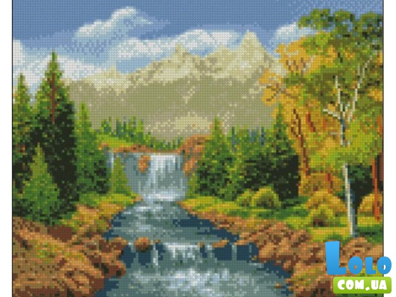 Алмазная мозаика Горный водопад, Strateg (30х40 см)
