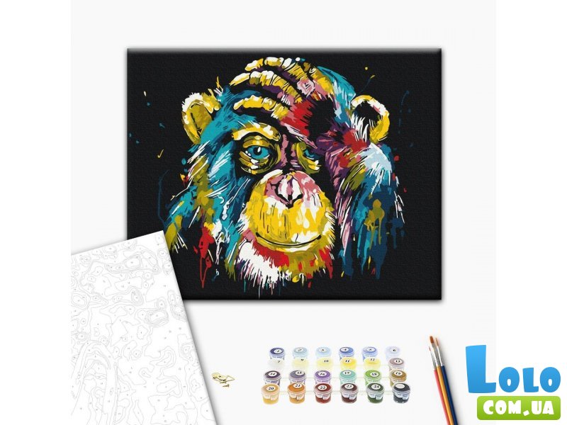 Картина по номерам Красочный шимпанзе, Brushme (40х50 см)