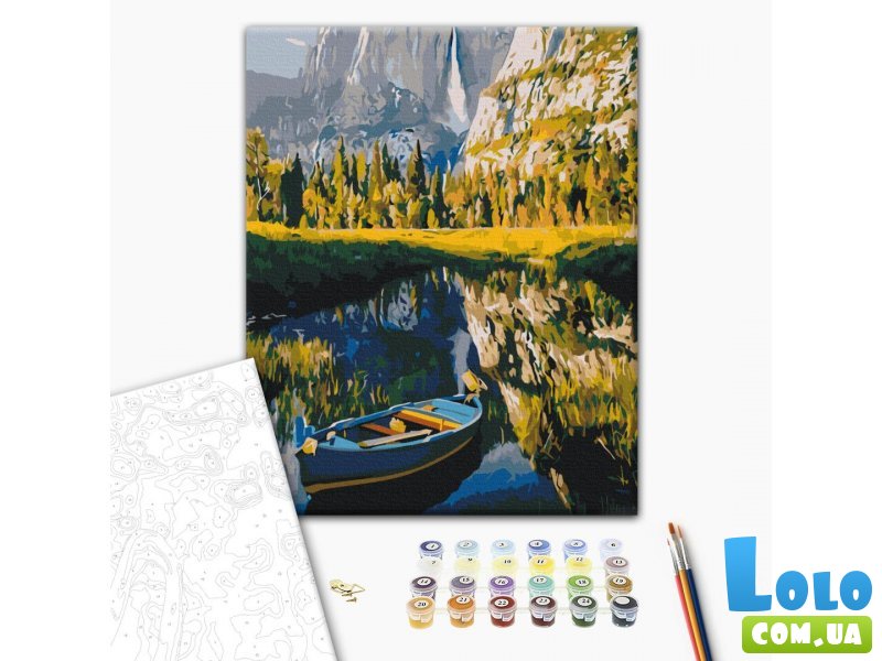 Картина по номерам Лодка среди гор, Brushme (40х50 см)