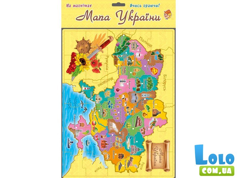 Пазл магнитный Карта Украины, 30 эл.