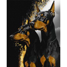 Картина по номерам Верные доберманы с красками металлик extra, Идейка (40х50 см)
