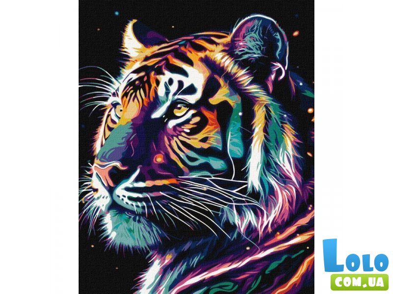 Картина по номерам Фантастический тигр с красками металлик extra, Идейка (40х50 см)