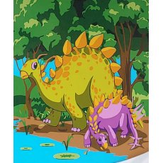 Картина по номерам Динозавры около берега, Strateg (30х30 см)