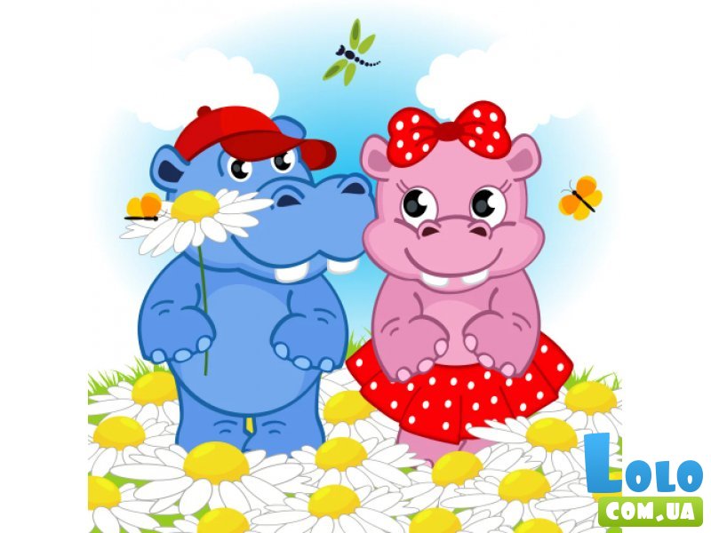 Картина по номерам Любовь бегемотов, Strateg (30х30 см)