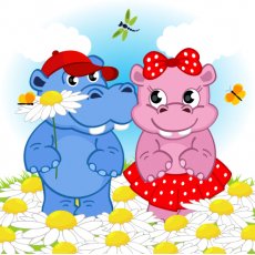 Картина по номерам Любовь бегемотов, Strateg (30х30 см)