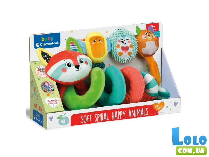 Мягкая игрушка на коляску Soft Spiral Happy Animals, Clementoni