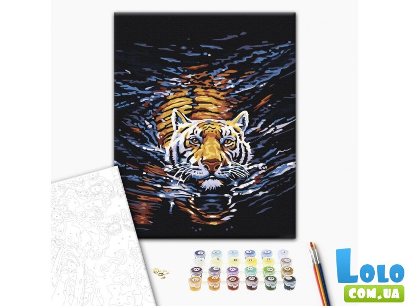 Картина по номерам Тигр пловец, Brushme (40х50 см)