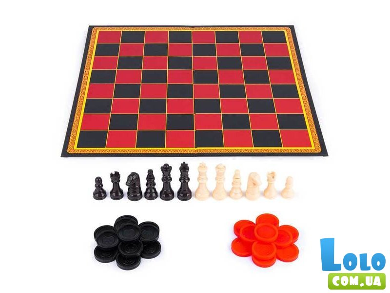 Набор из трех настольных игр Шахматы, шашки и крестики-нолики, Spin Master