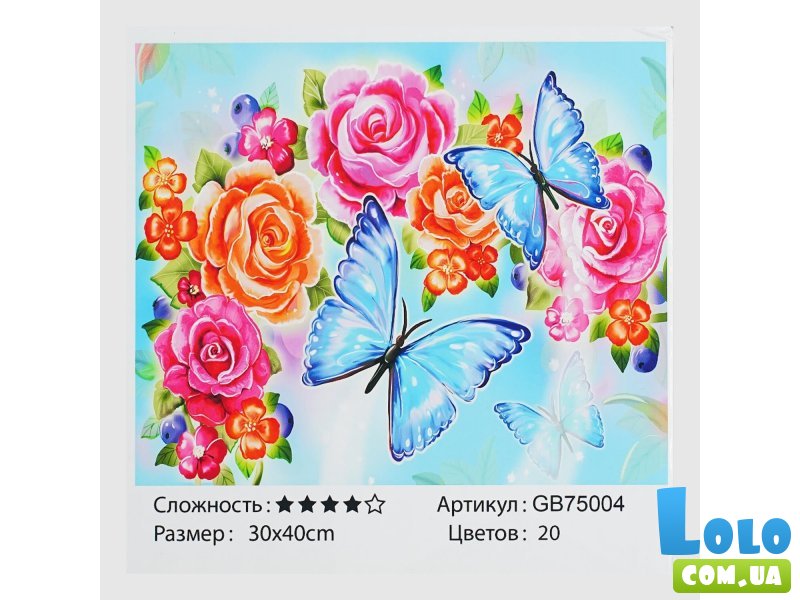 Алмазная мозаика Бабочки на цветах, TK Group (30х40 см)