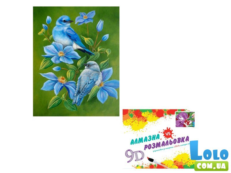 Алмазная мозаика и картина по номерам 2 в 1 Синие птички (40х50 см)