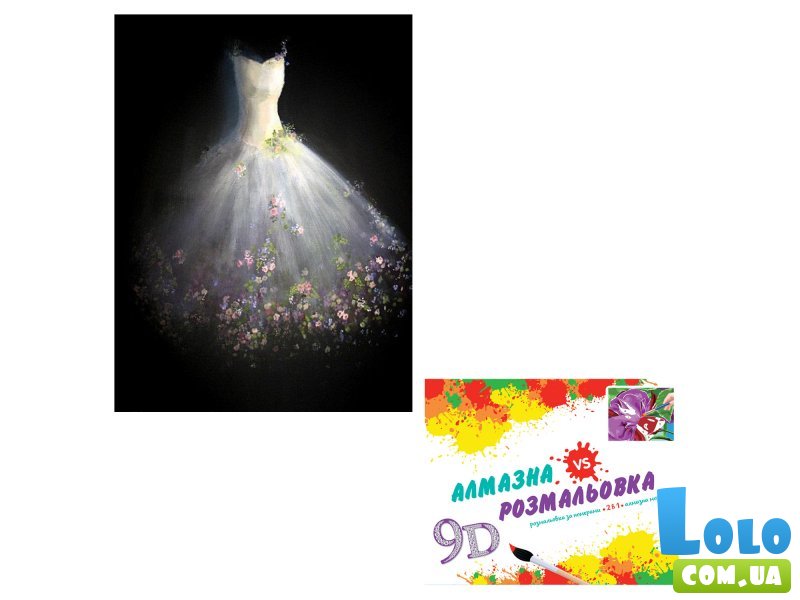 Алмазная мозаика и картина по номерам 2 в 1 Воздушное платье в цветах (40х50 см)