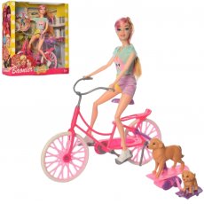 Кукла шарнирная с велосипедом