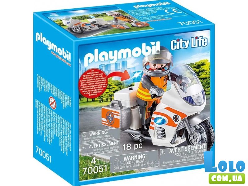 Конструктор Мотоцикл МЧС, Playmobil (70051), 18 дет.