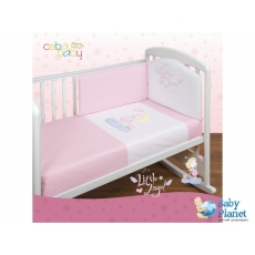 Постельный комплект Ceba Baby Aniotek (белый с розовым), 6 эл.