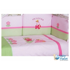 Постельный комплект антибактериальный Feretti Princess Premium Pink (розовый с зеленым)