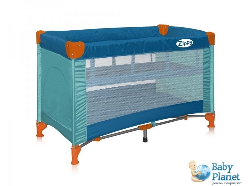 Кроватка-манеж Bertoni Zippy 2 Layers Aquamarine (голубой с синим)